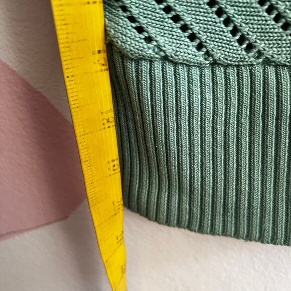 Green Crochet Batwing Top Boho Knit Festival Hippie Y2K 2000s Retro - Picture 3 of 4